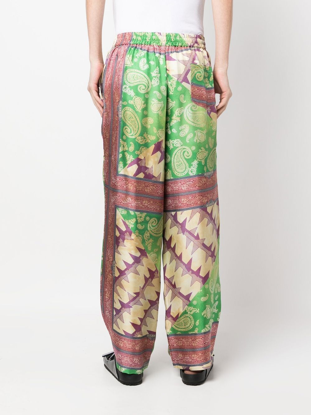 Aries Paisley-Print Silk Trousers Back Side View