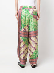 Aries Paisley-Print Silk Trousers Back Side View