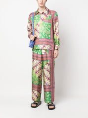 Aries Paisley-Print Silk Trousers Far Front Side View