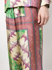 Aries Paisley-Print Silk Trousers Front Side View