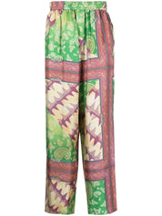 Aries Paisley-Print Silk Trousers Front View
