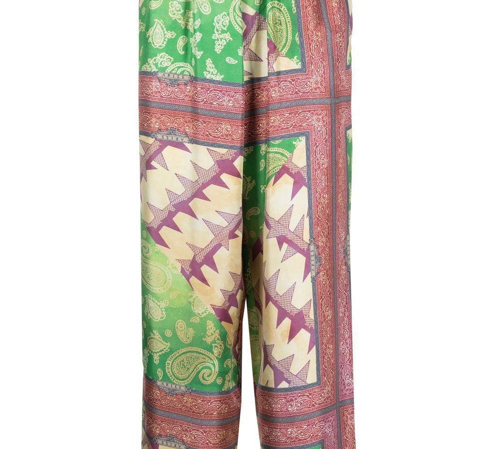 Aries Paisley-Print Silk Trousers Front View