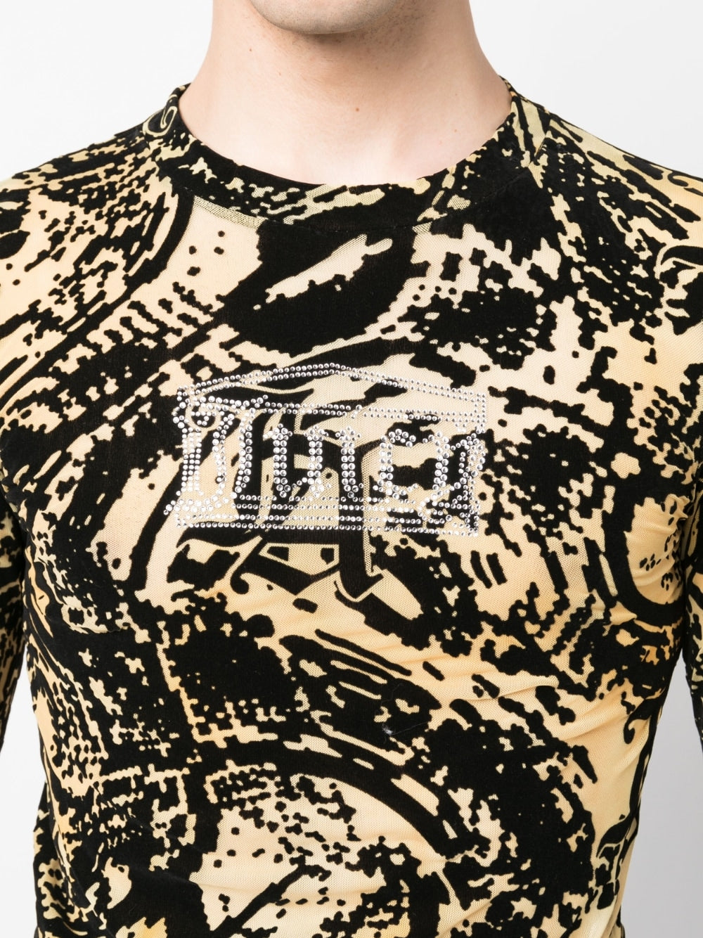 Aries x Juicy Couture Psysnake Stretch-Design Logo Embellishment Shirt Front Close Up View