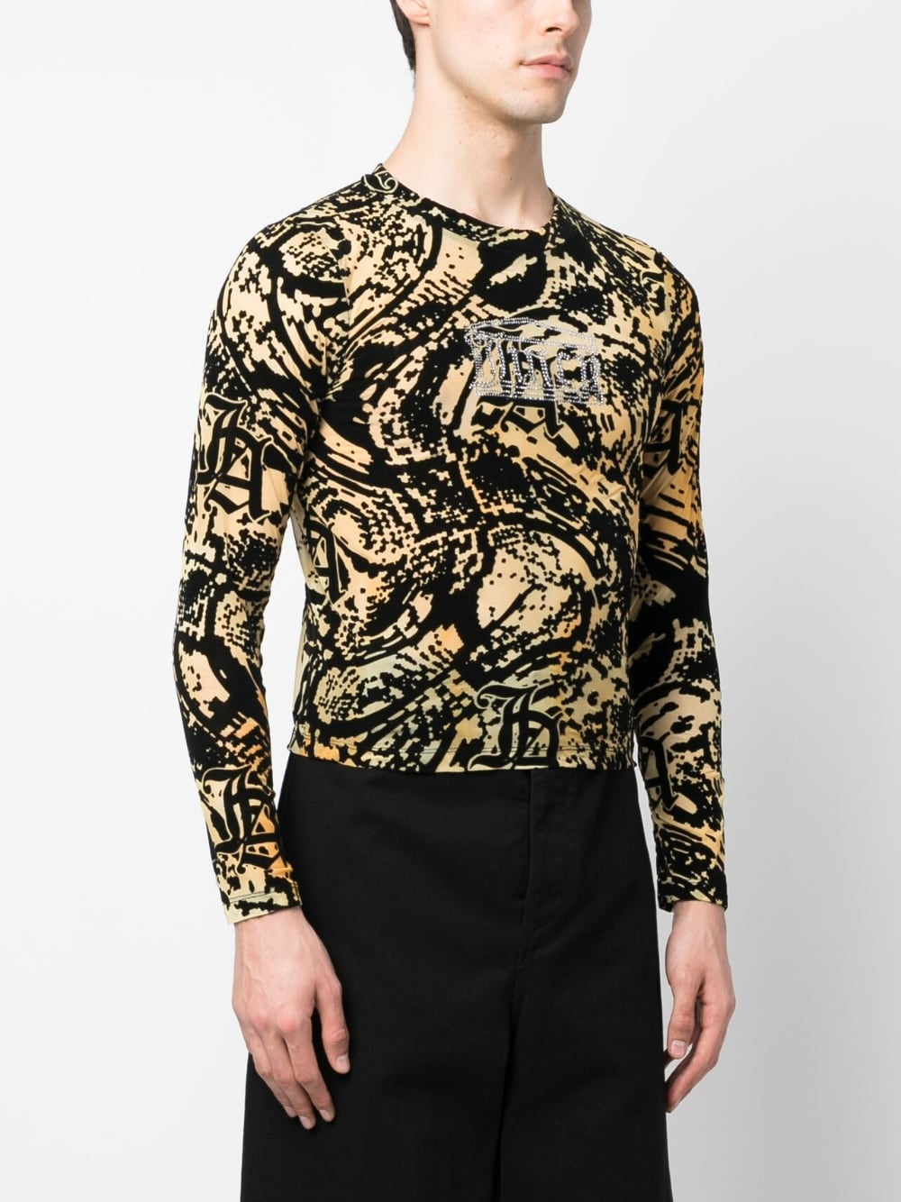 Aries x Juicy Couture Psysnake Stretch-Design Logo Embellishment Shirt Front Side View