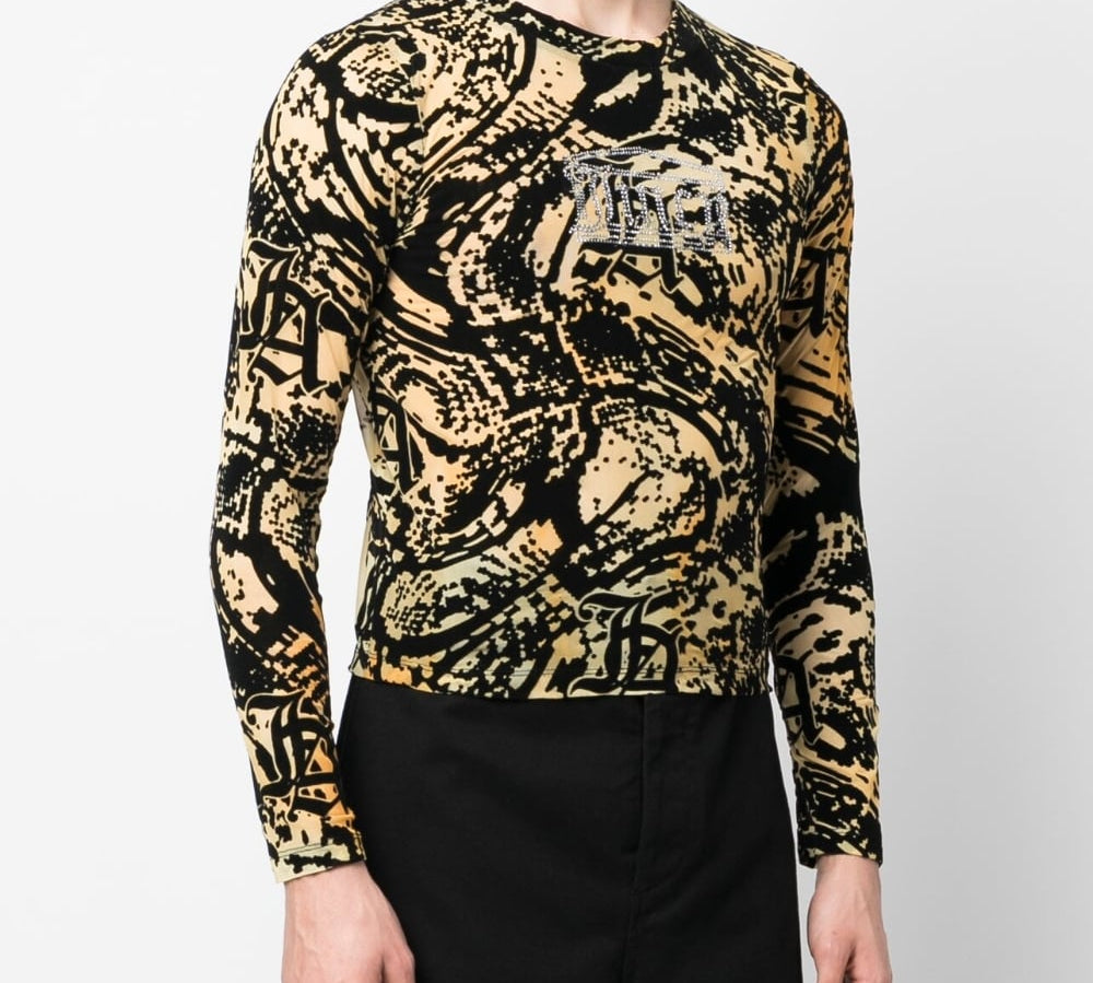 Aries x Juicy Couture Psysnake Stretch-Design Logo Embellishment Shirt Front Side View