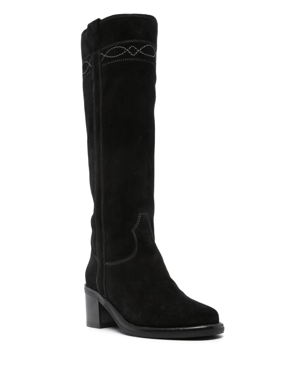Ash Pam Suede Boots Black Front Side View 