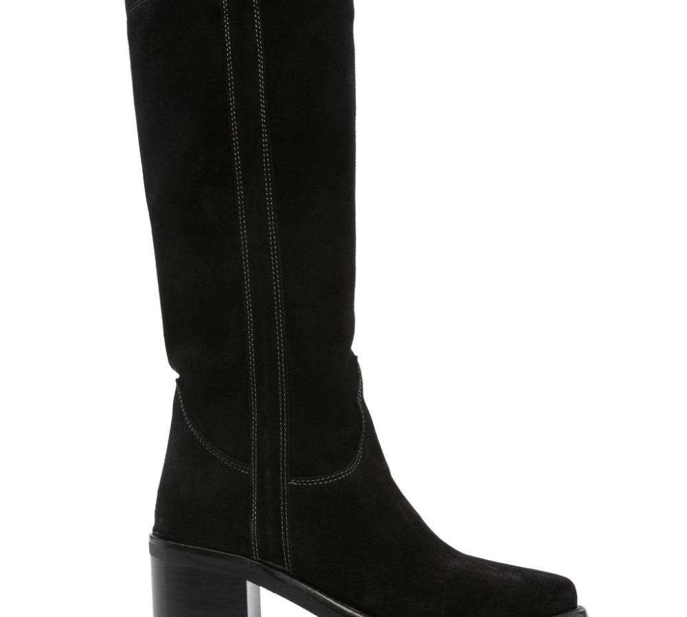 Ash Pam Suede Boots Black Side View 