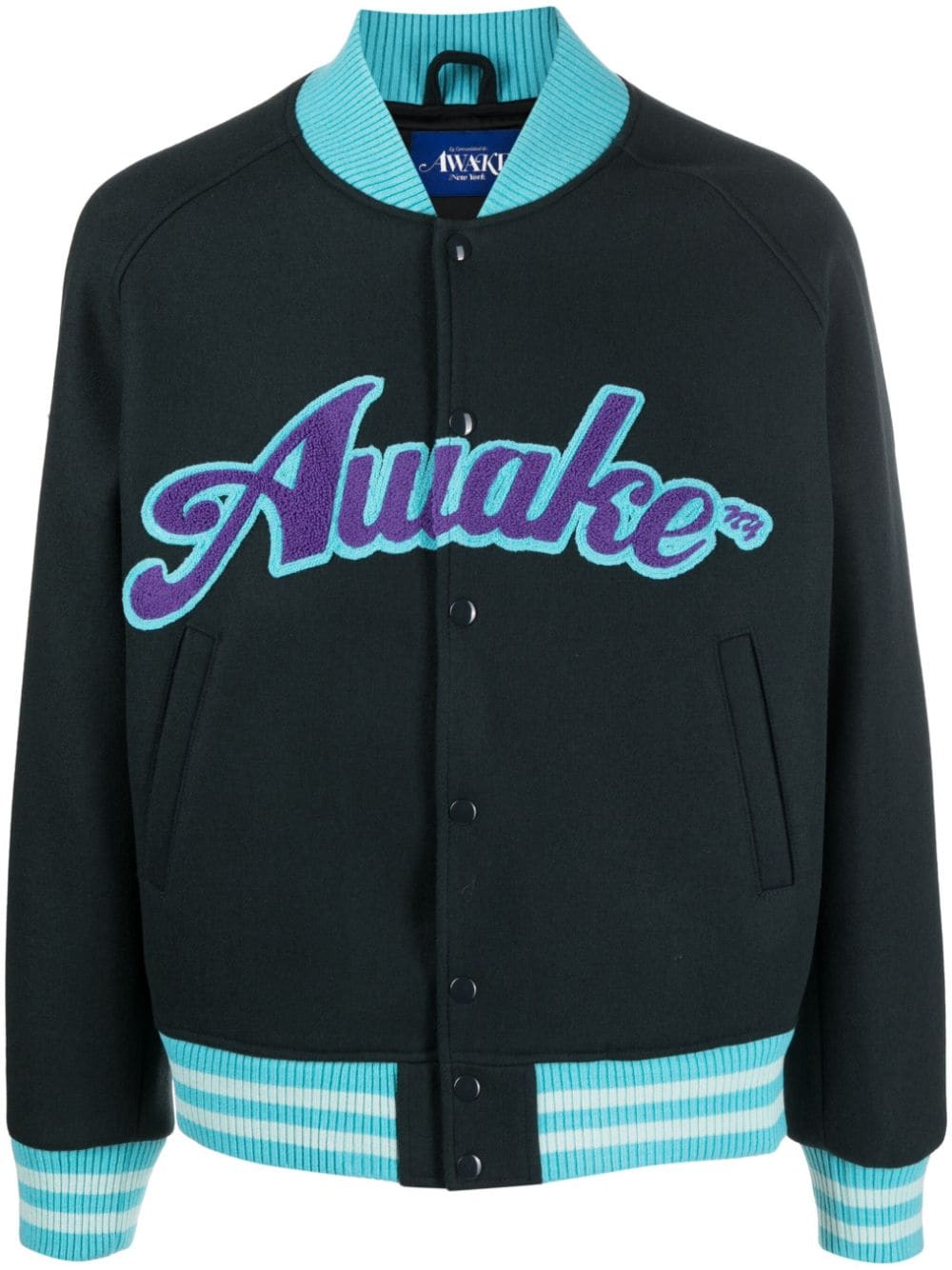 Awake NY Logo-Print Wool-Blend Bomber Jacket Front View