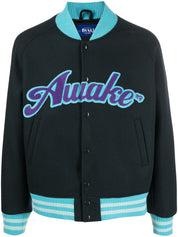 Awake NY Logo-Print Wool-Blend Bomber Jacket Front View