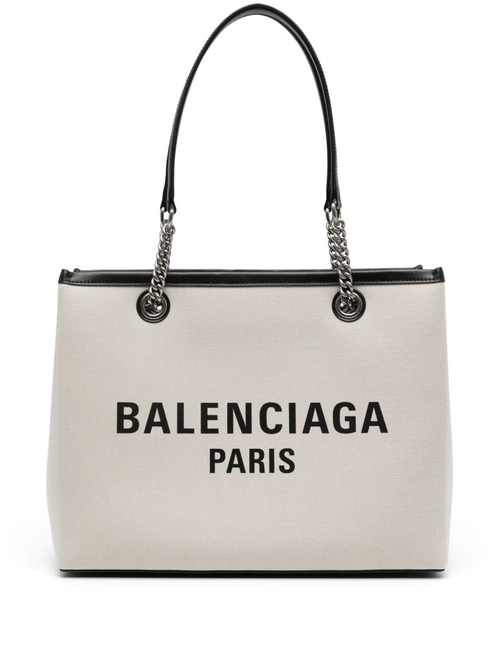 Balenciaga Logo Print Canvas Tote Bag Front View
