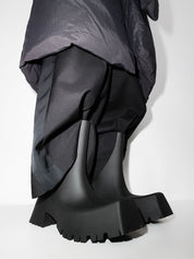 Balenciaga Rubber Trooper Block-Heel Boots Black Front Side View 