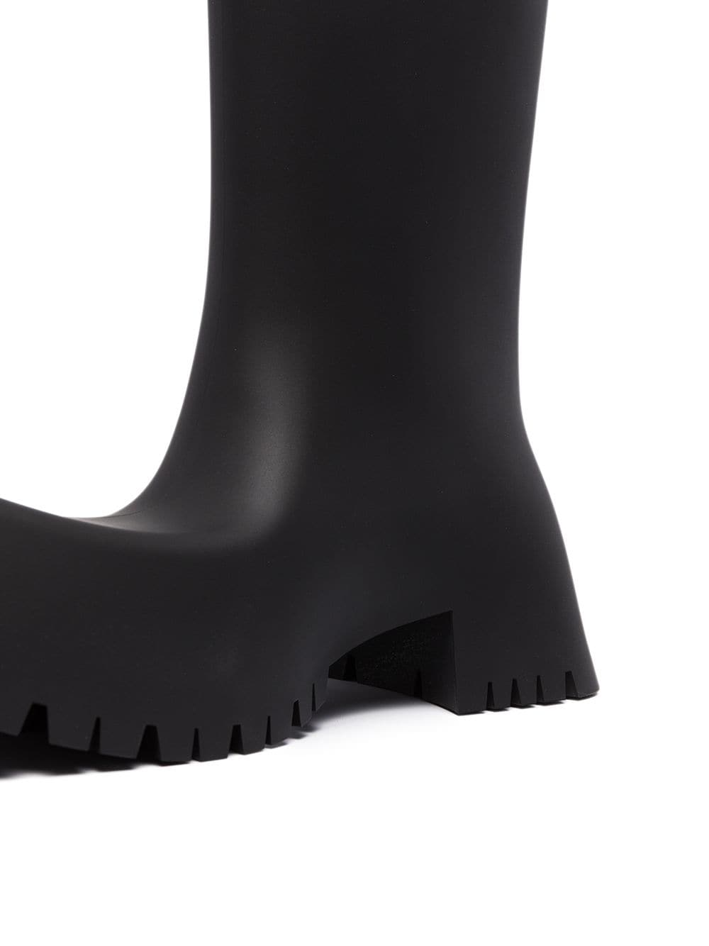 Balenciaga Rubber Trooper Block-Heel Boots Black Front Side View 