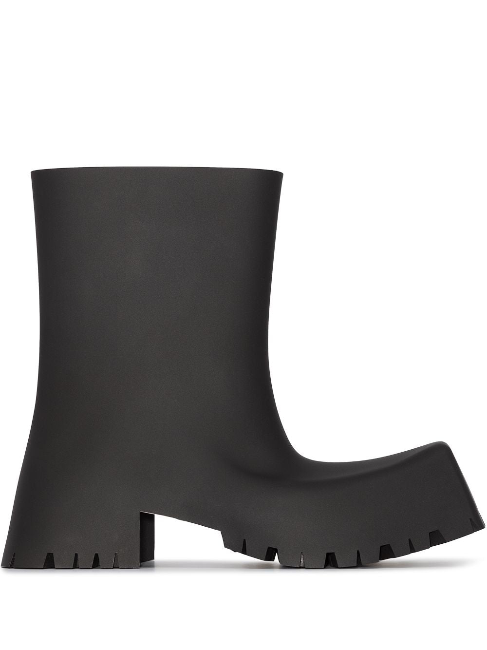 Balenciaga Rubber Trooper Block-Heel Boots Black Side View 