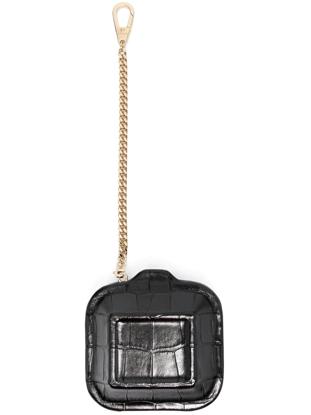 Bally Logo-Print Calf Leather Textured-Finish Airpods Case Front View