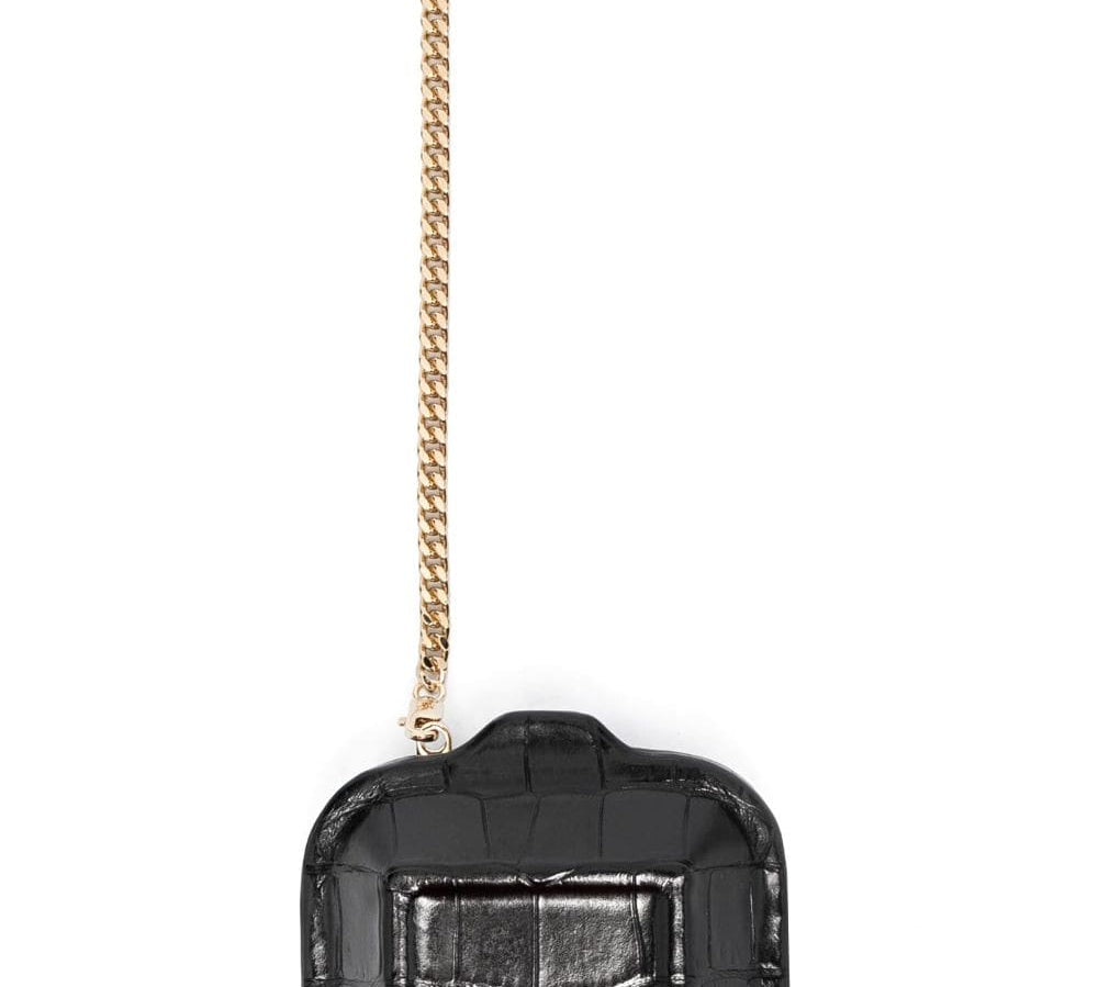 Bally Logo-Print Calf Leather Textured-Finish Airpods Case Front View