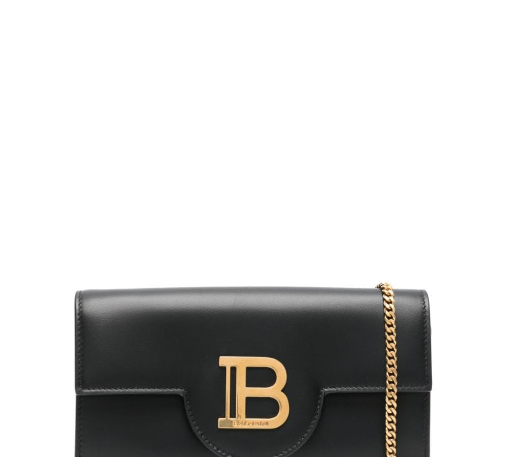 Balmain Logo-Plaque Leather Crossbody Bag