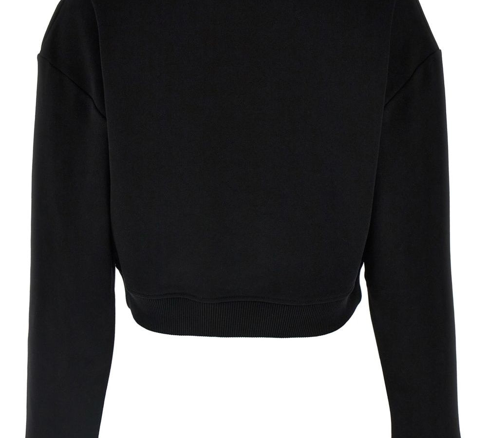 Balmain Logo-Print Crewneck Cotton Cropped Sweatshirt Back  View