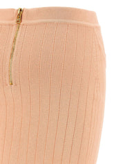 Balmain Rear-Zip Ribbed Waistband Knitted Mini Skirt Backside Close Up View