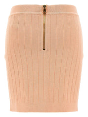 Balmain Rear-Zip Ribbed Waistband Knitted Mini Skirt Rear View