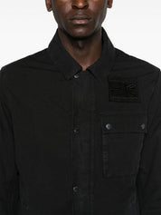 Barbour International Black Ripstop Cotton Chest-Embroidered Logo Jacket Front Close Up View