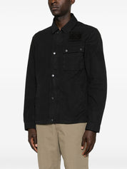 Barbour International Black Ripstop Cotton Chest-Embroidered Logo Jacket Front Side View
