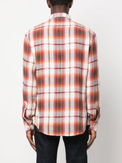 Barena Plaid-Check Pattern Buttoned-Cuff Sleeve Shirt Back Side View