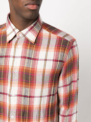 Barena Plaid-Check Pattern Buttoned-Cuff Sleeve Shirt Close Up View