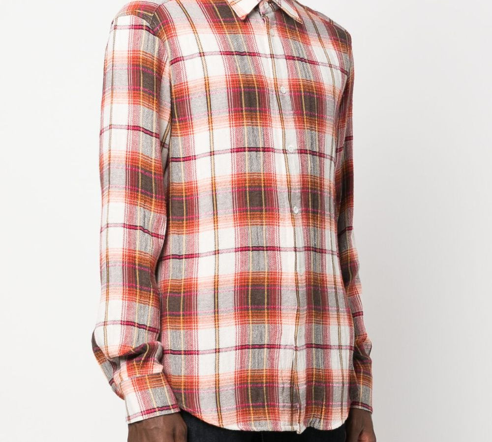 Barena Plaid-Check Pattern Buttoned-Cuff Sleeve Shirt Front Side View