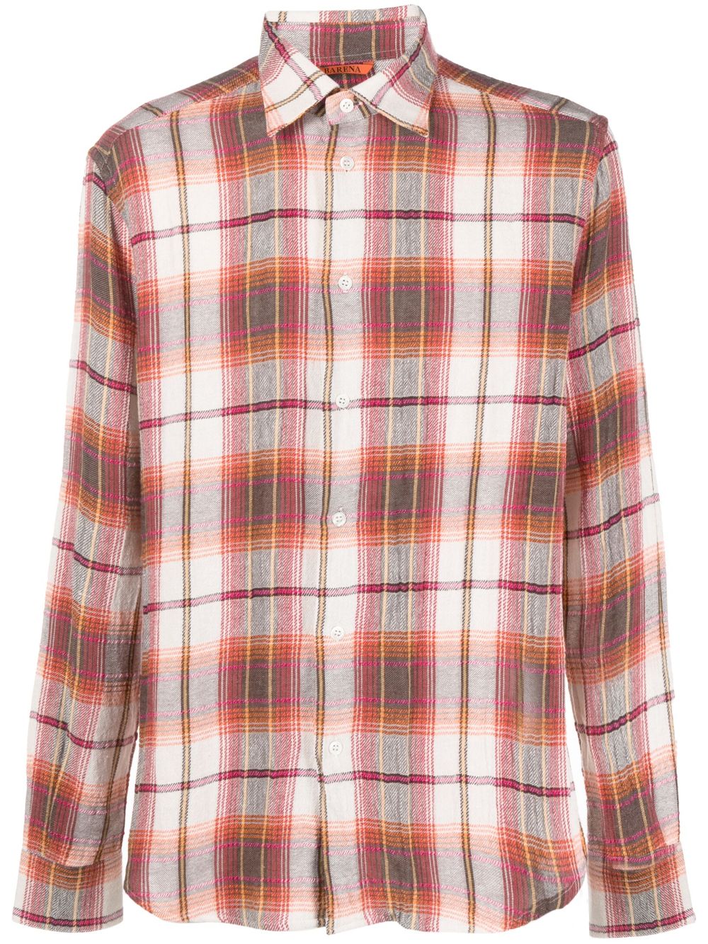 Barena Plaid-Check Pattern Buttoned-Cuff Sleeve Shirt Front View