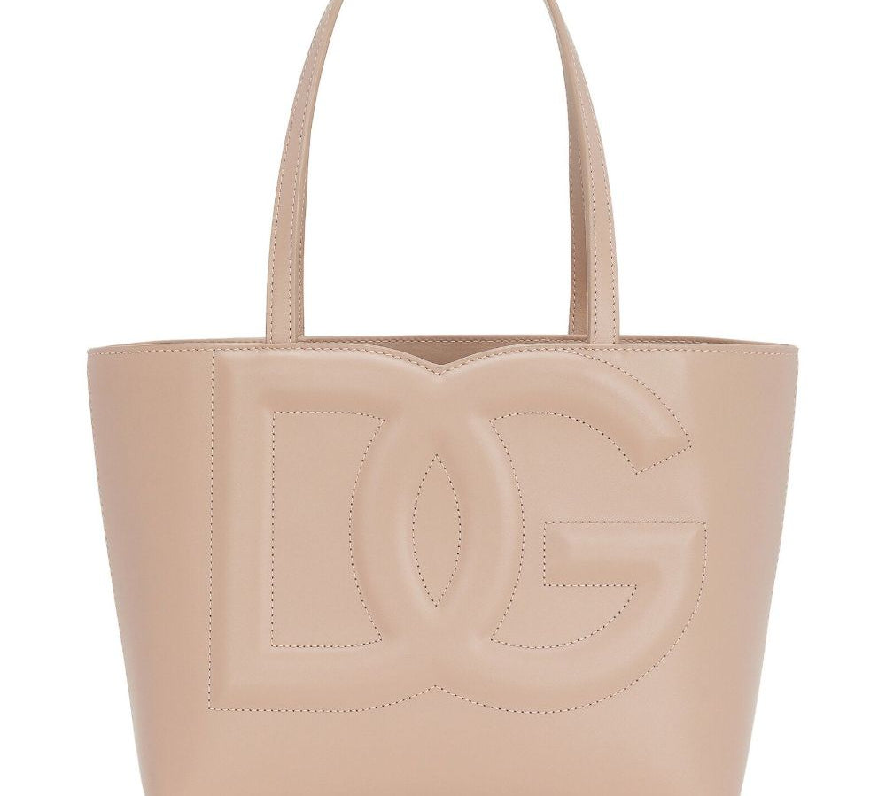 Dolce & Gabbana Small Calfskin Logo Shopper Bag Powder Pink 