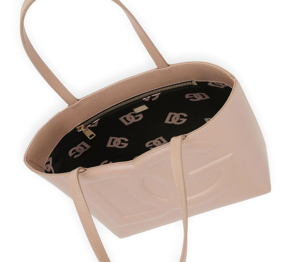 Dolce & Gabbana Small Calfskin Logo Shopper Bag Powder Pink 