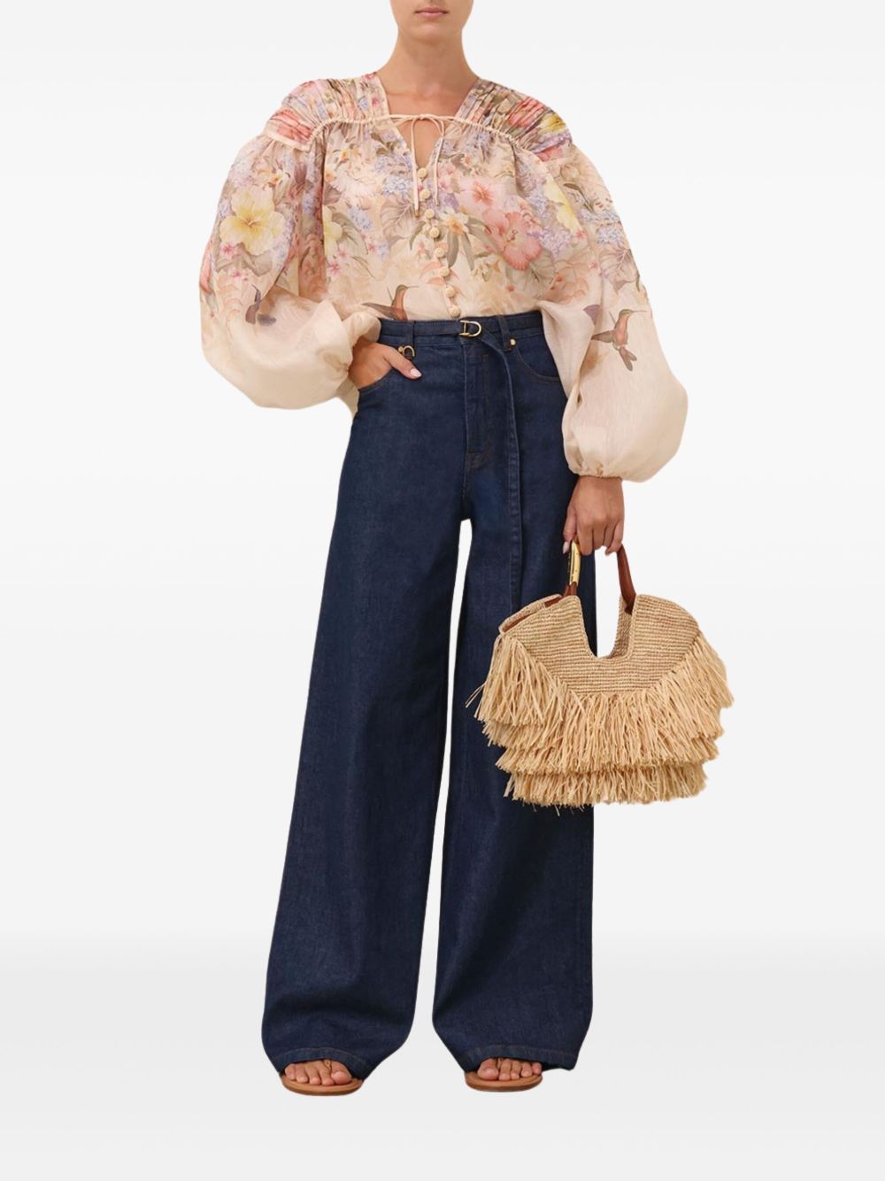 Front Lace-Up Shirt Ivory