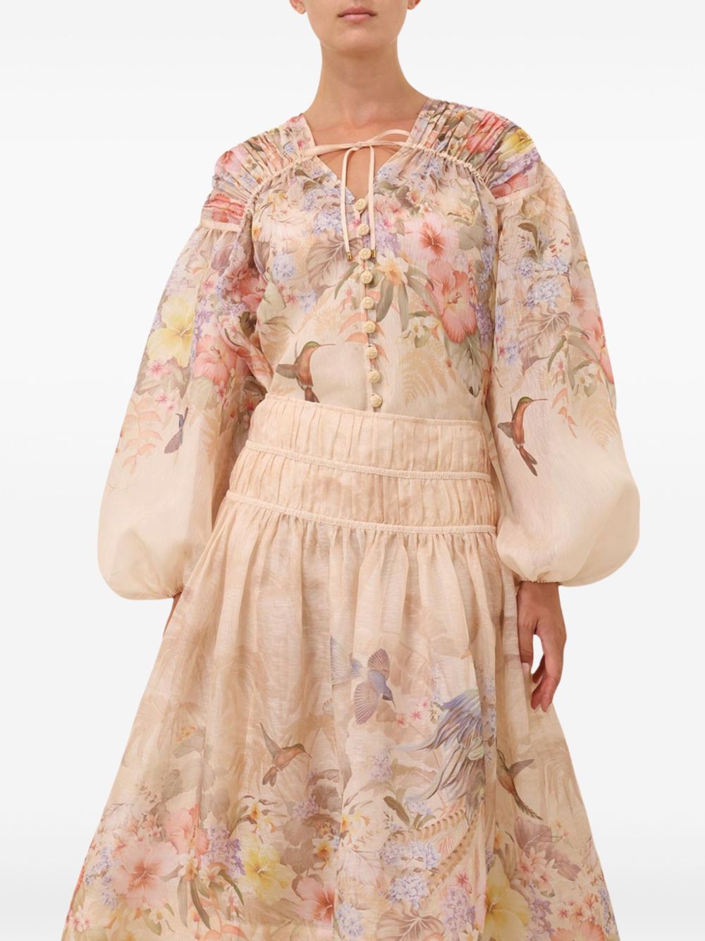 Front Lace-Up Shirt Ivory