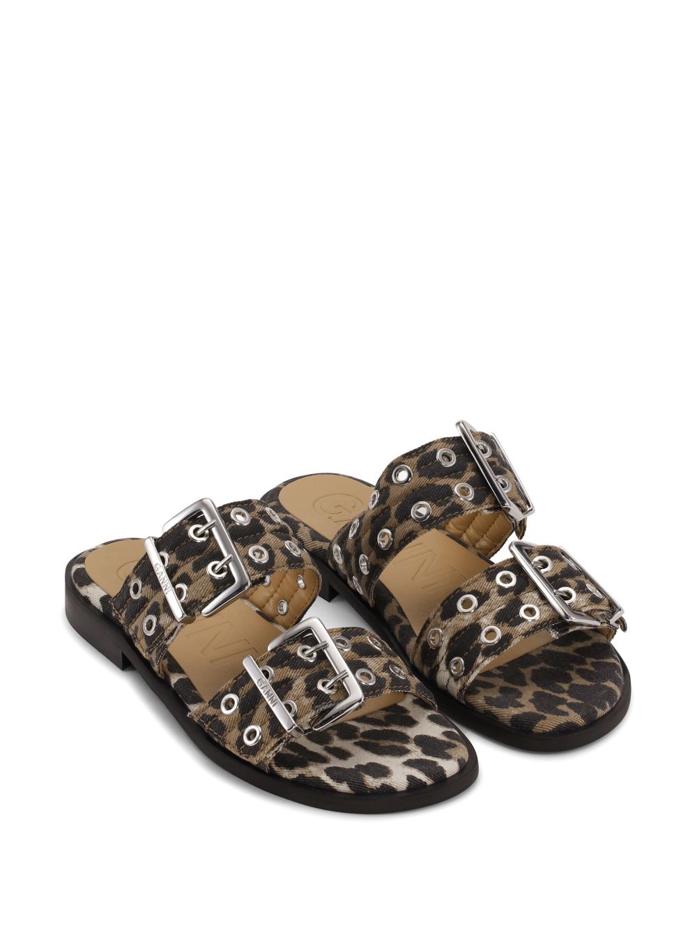 Ganni Feminine Buckle Leopard Print Sandals  4