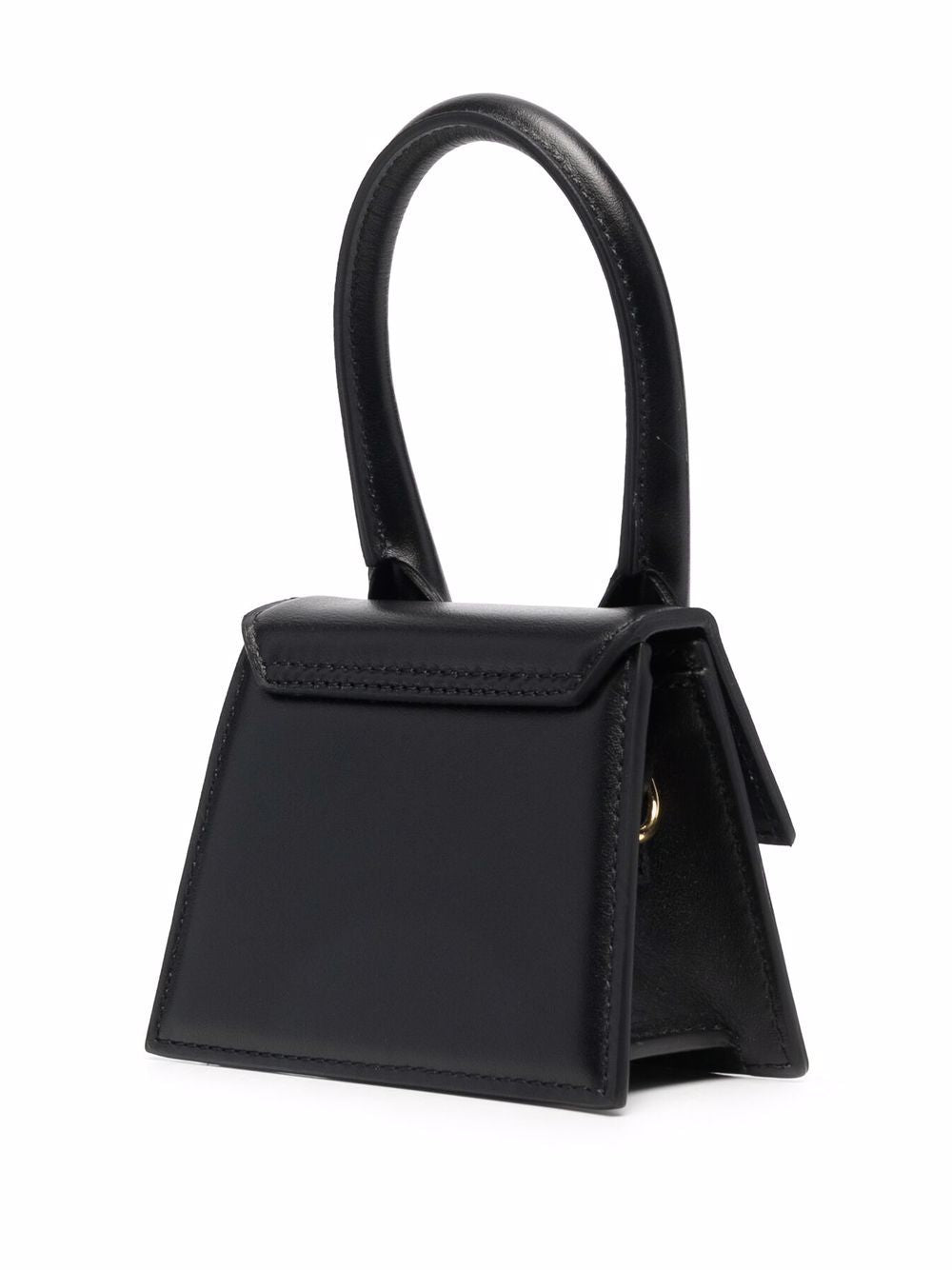 Jacquemus Black Calf Leather Gold-Tone Logo Plaque Le Chiquito Handbag Back Side View
