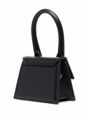 Jacquemus Black Calf Leather Gold-Tone Logo Plaque Le Chiquito Handbag Back Side View