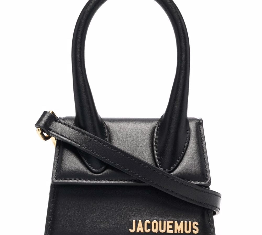 Jacquemus Black Calf Leather Gold-Tone Logo Plaque Le Chiquito Handbag Front View