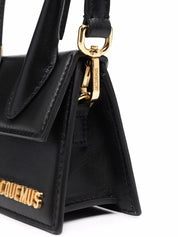 Jacquemus Black Calf Leather Gold-Tone Logo Plaque Le Chiquito Handbag Side View