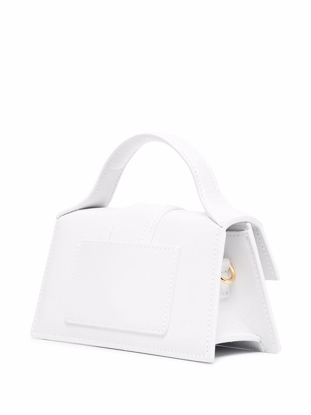 Jacquemus White Leather Gold-Tone Logo Plaque Le Bambino Long Shoulder Bag Back Side View