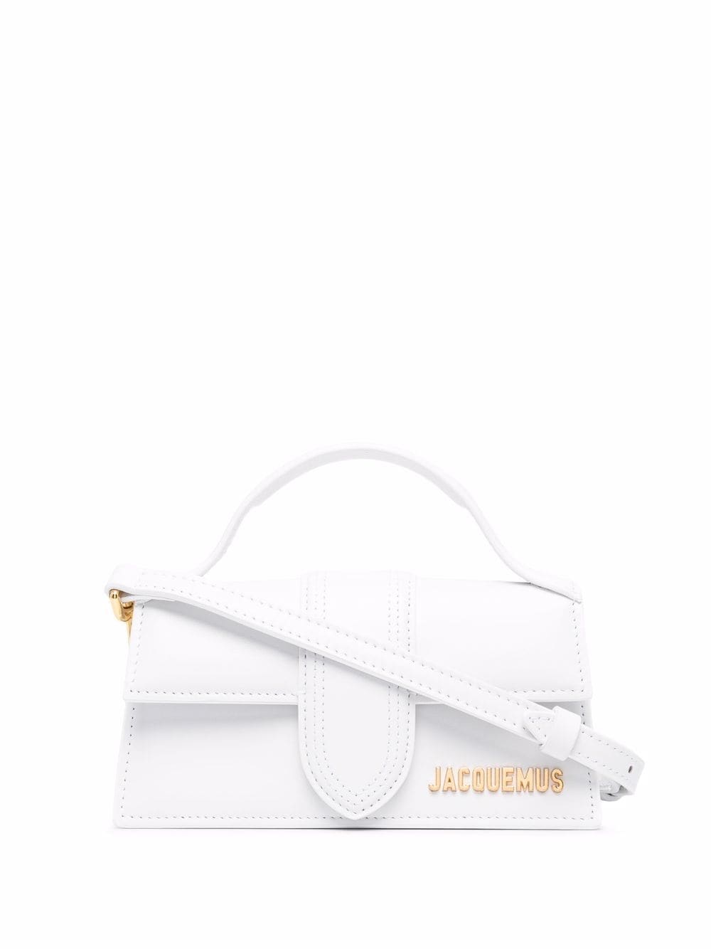 Jacquemus White Leather Gold-Tone Logo Plaque Le Bambino Long Shoulder Bag Front View