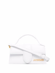Jacquemus White Leather Gold-Tone Logo Plaque Le Bambino Long Shoulder Bag Front View