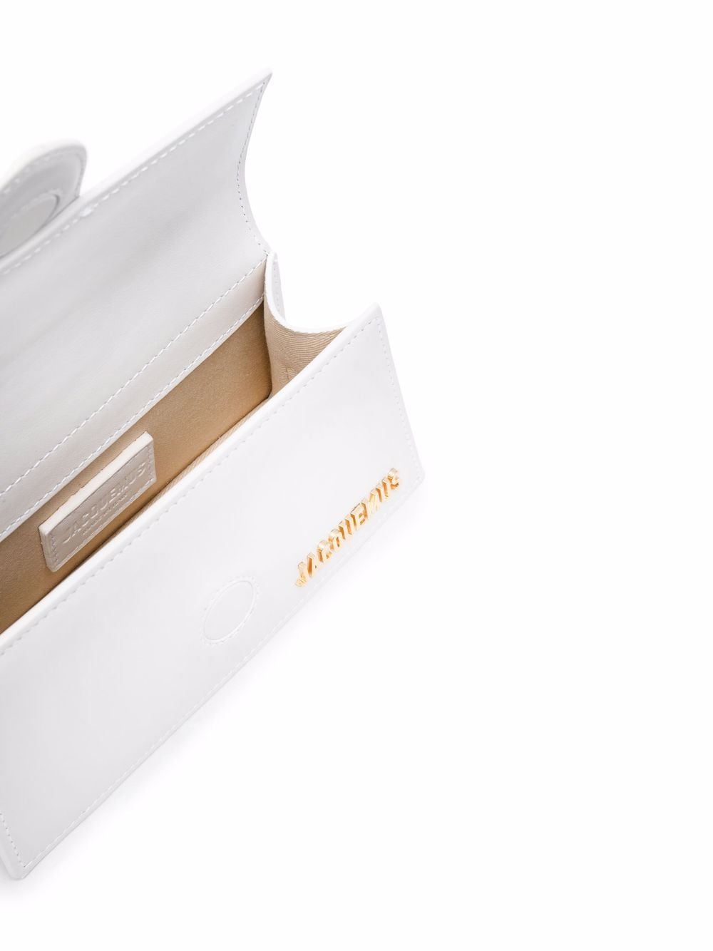 Jacquemus White Leather Gold-Tone Logo Plaque Le Bambino Long Shoulder Bag Top Side View