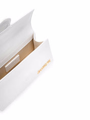 Jacquemus White Leather Gold-Tone Logo Plaque Le Bambino Long Shoulder Bag Top Side View