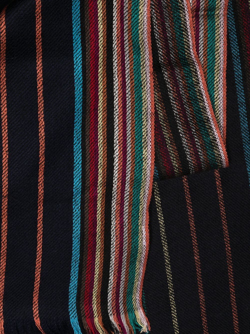 Paul Smith Wool Frayed Edge Scarf Multicolor Close Up View 