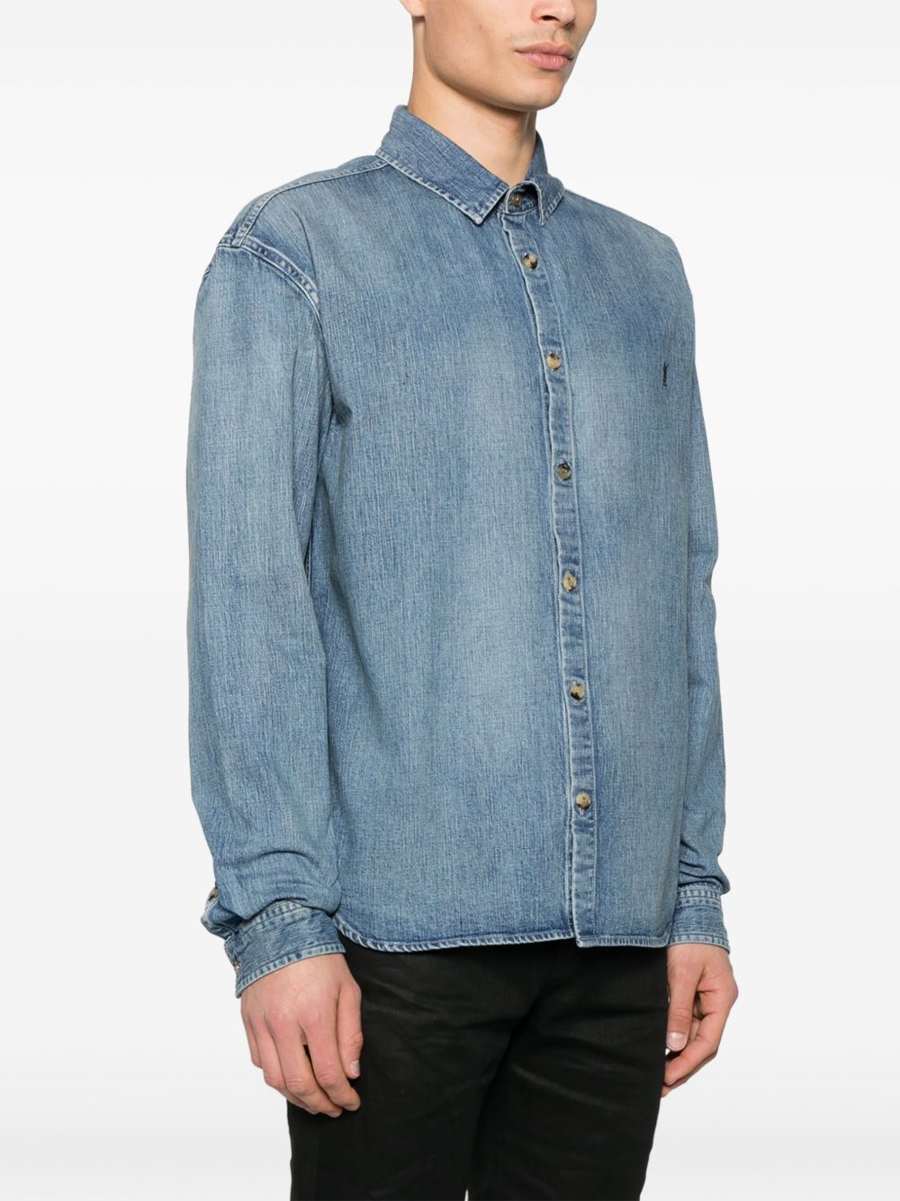 Saint Laurent Denim Cotton Shirt Far Side View 