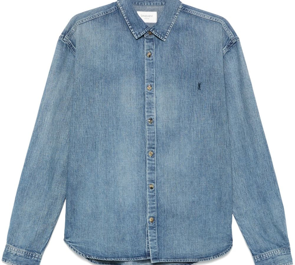 Saint Laurent Denim Cotton Shirt Front View 