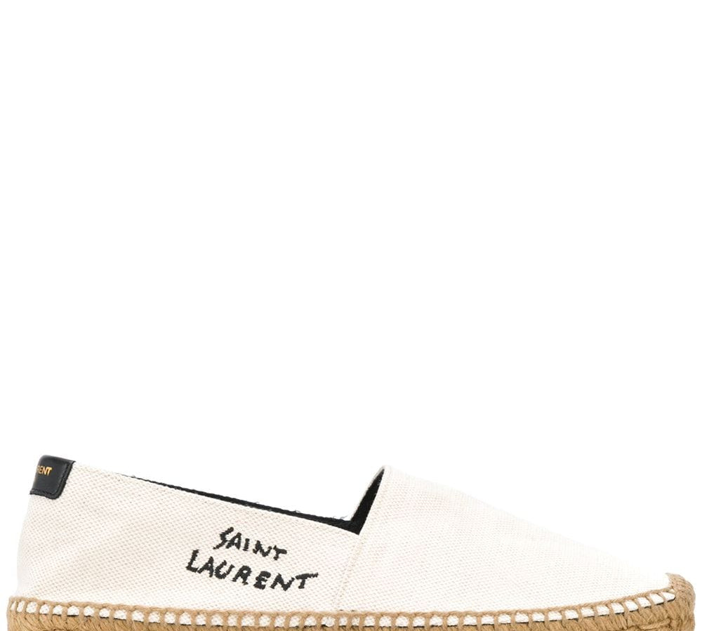 Saint Laurent Ivory Logo-Embroidered Espadrilles White 