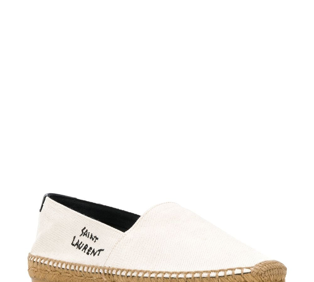 Saint Laurent Ivory Logo-Embroidered Espadrilles White 2 