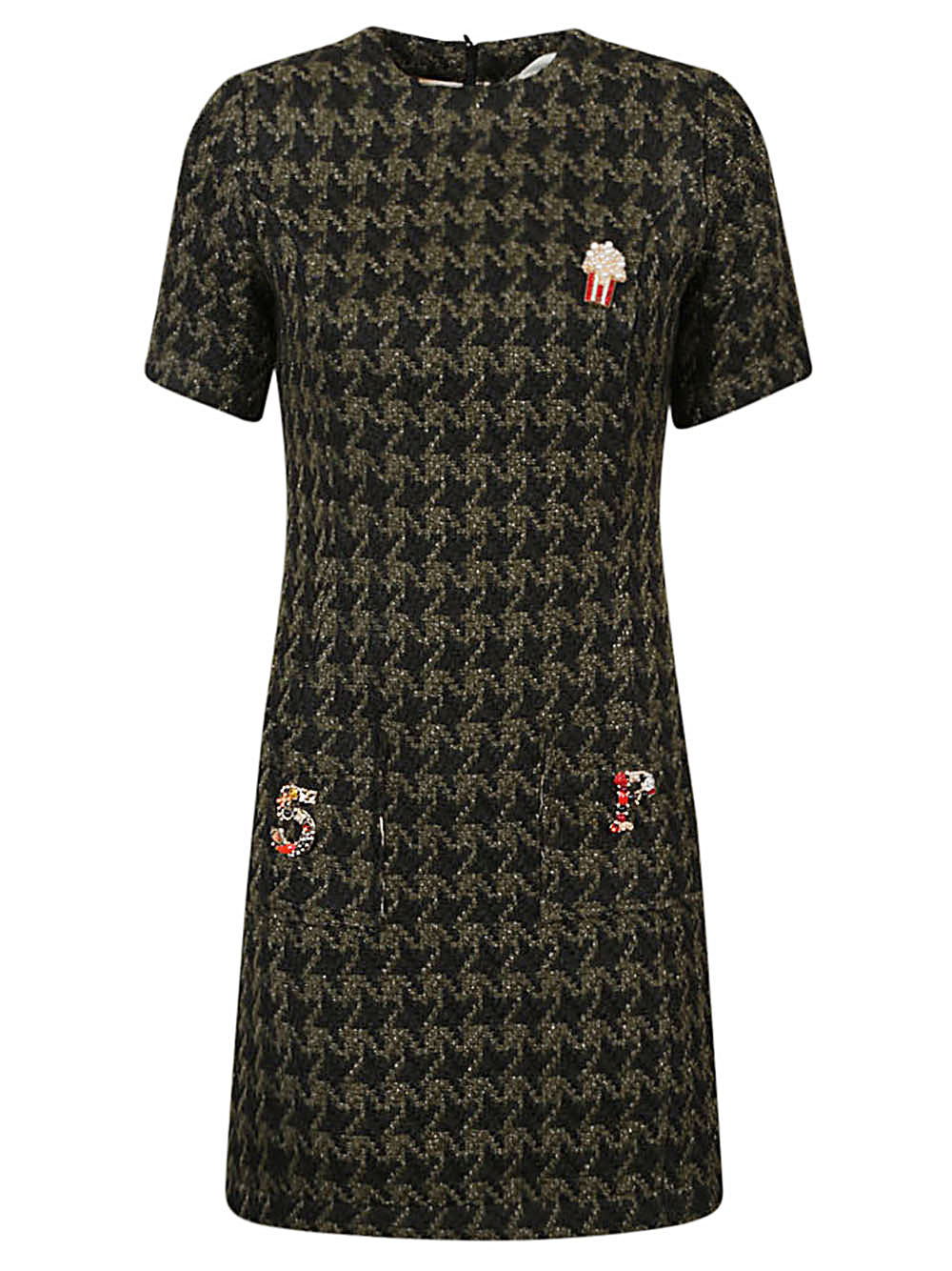 Short Sleeve Hidden Zip Closure Dress Front View 