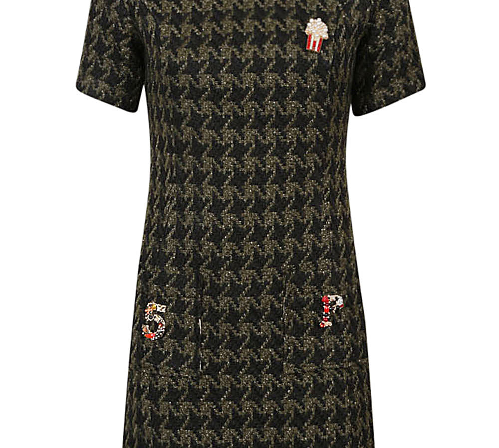 Short Sleeve Hidden Zip Closure Dress Front View 